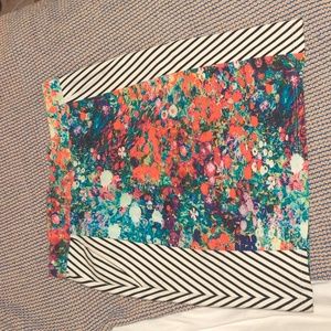 floral/striped knee length pencil skirt